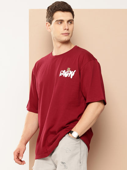 Men's Red Graphic Print Oversized T-Shirt | Casual Streetwear