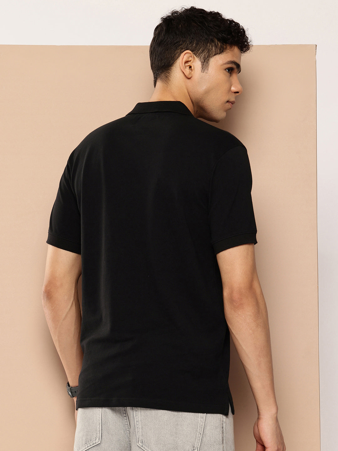 Men's Black Solid Polo T-Shirt | Classic Casual Wear