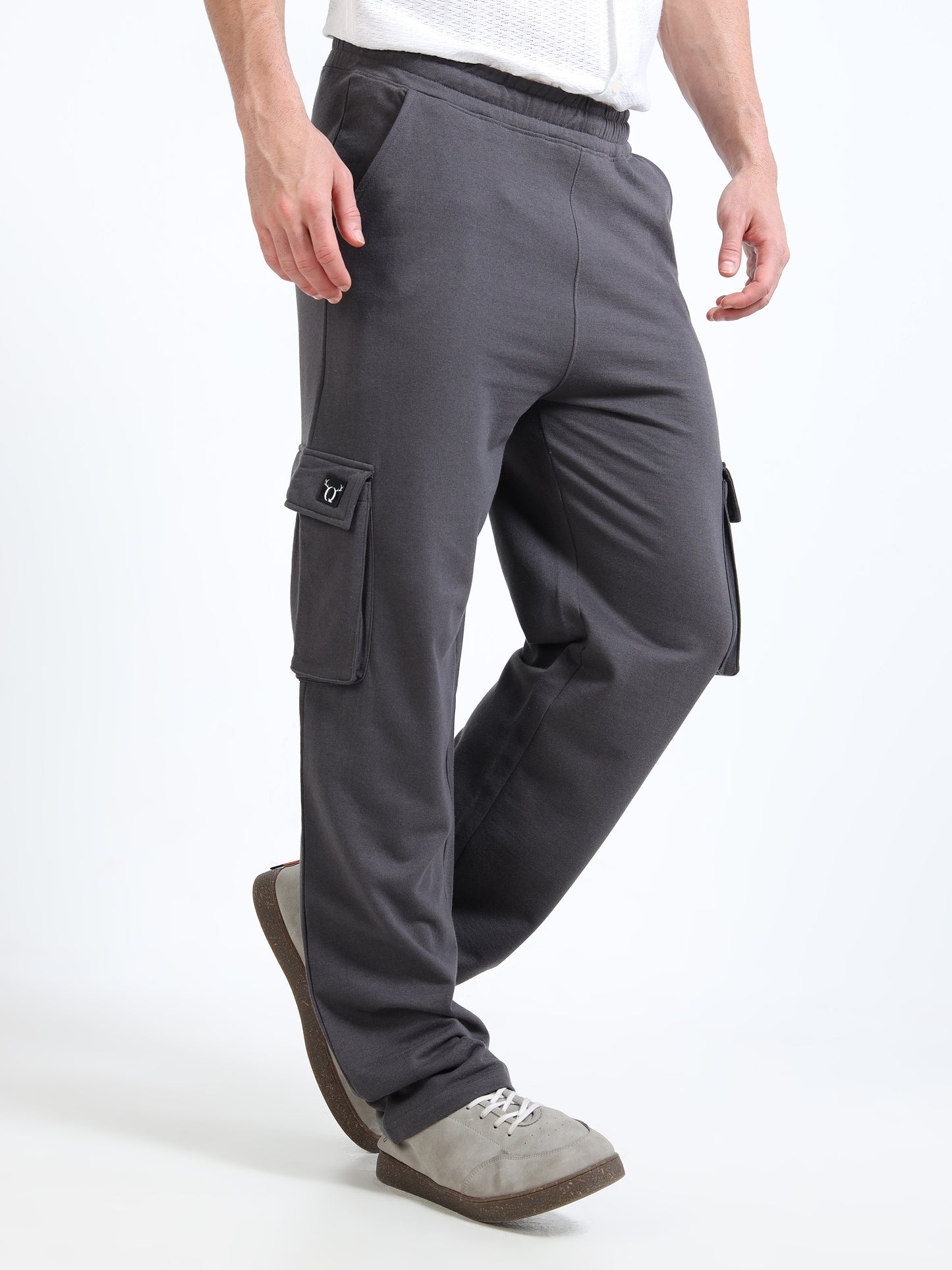 Men Self Design Grey Track Pants