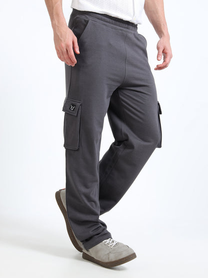 Men Self Design Grey Track Pants