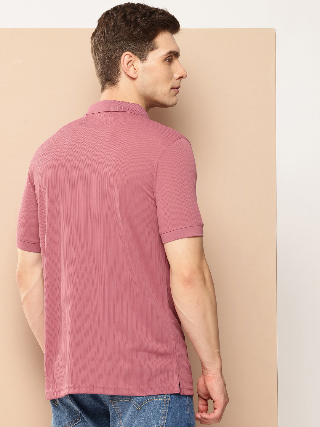 Men’s Solid Textured Polyester Polo T-Shirt