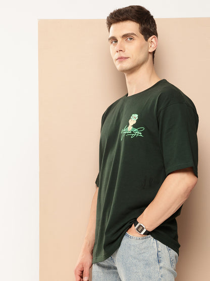 Men’s Drop-Shoulder Sleeves Oversized Graphic Back Printed T-Shirt
