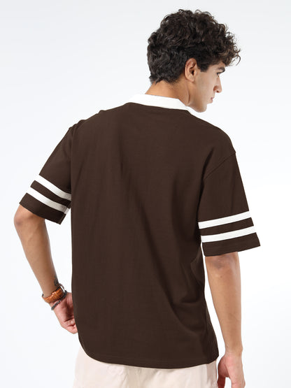 Mens Drop Shoulder Oversized Polo T-Shirt – Tokyo Printed Zipper Polo