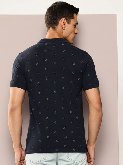 Men’s Navy Micro-Printed Polo T-Shirt