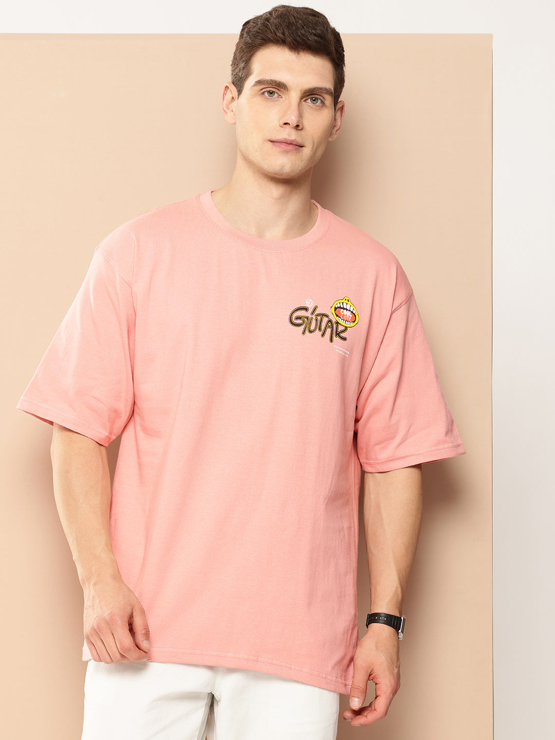 Men's Pink Graphic Print Oversized T-Shirt | Casual Streetwear
