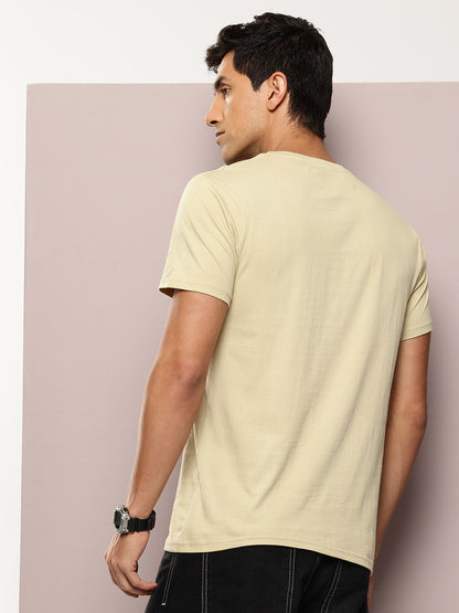 Men's Beige Graphic Printed T-Shirt | Casual Everyday Wear