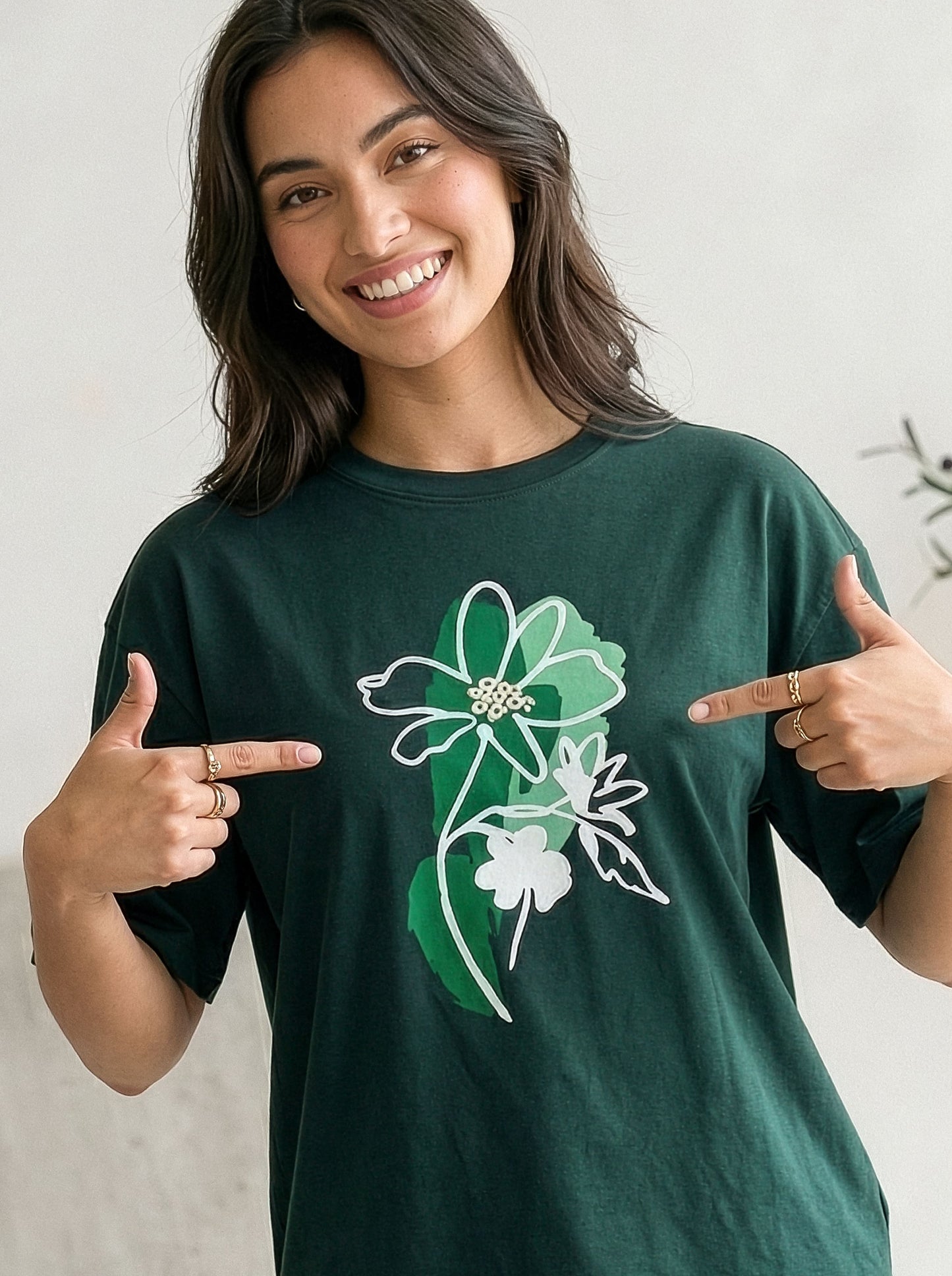 Women Oversized Floral Printed T-Shirt Cotton Casual Drop Shoulder