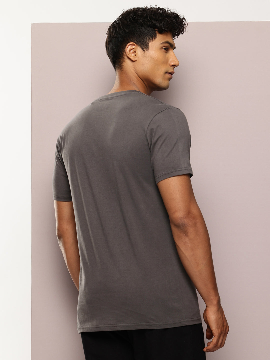Men's Charcoal Grey Graphic Print T-Shirt | Casual Streetwear