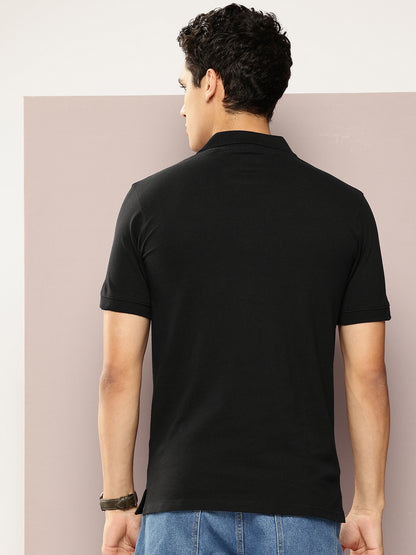 Men Solid Black Polo T-Shirt