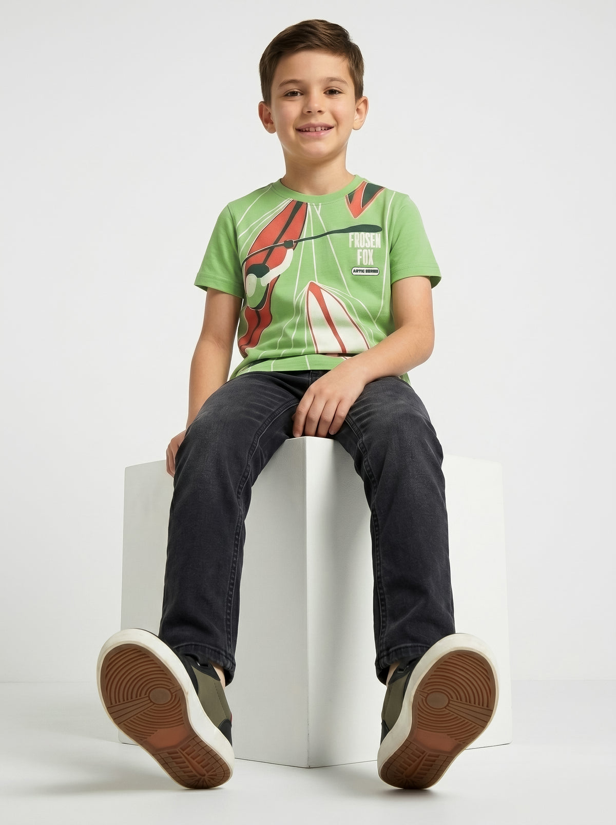 Kids' Green Graphic Printed T-Shirt | Sporty Casual Everyday Wear