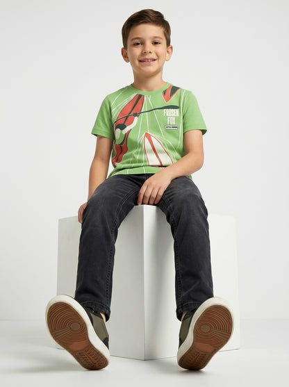 Kids' Green Graphic Printed T-Shirt | Sporty Casual Everyday Wear