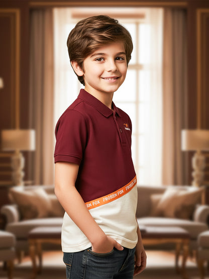 Self Design Pure Cotton Boys Polo Tee