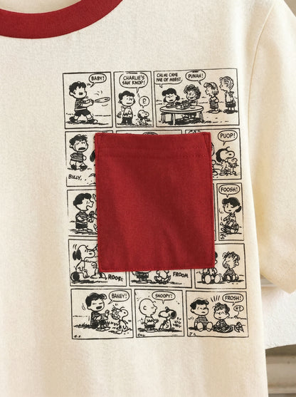 Boys Cartoon Patch Pocket T-Shirt – Colorblock Short Sleeve Graphic Tee