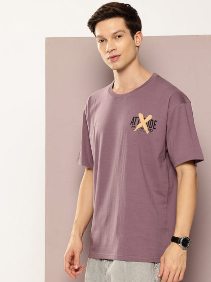 Men Oversized Typography Back Print Round Neck T-Shirt