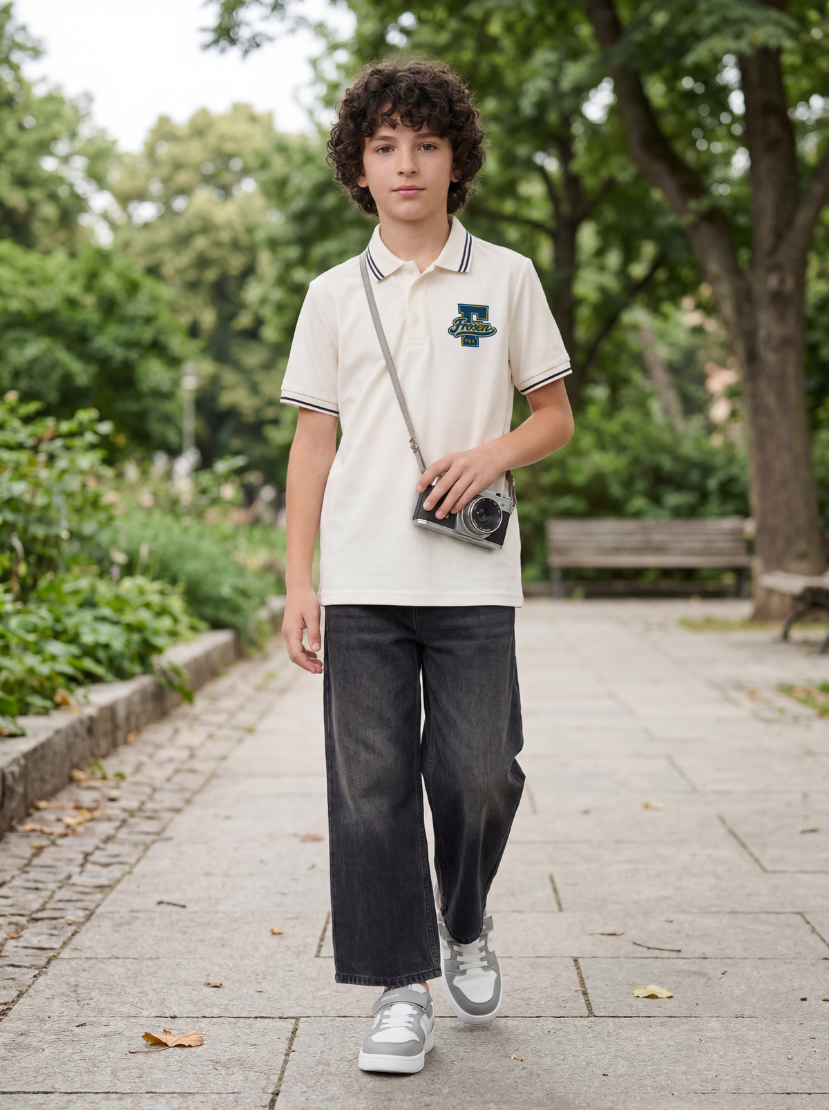 Kids' Off-White Polo T-Shirt with Logo Print | Casual Everyday Wear