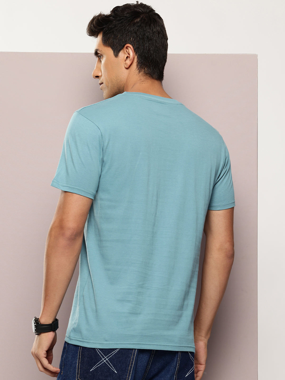 Men's Sky Blue Graphic Print T-Shirt | Casual Everyday Wear