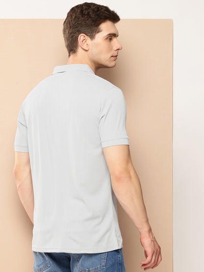 Men’s Solid Textured Polyester Polo T-Shirt