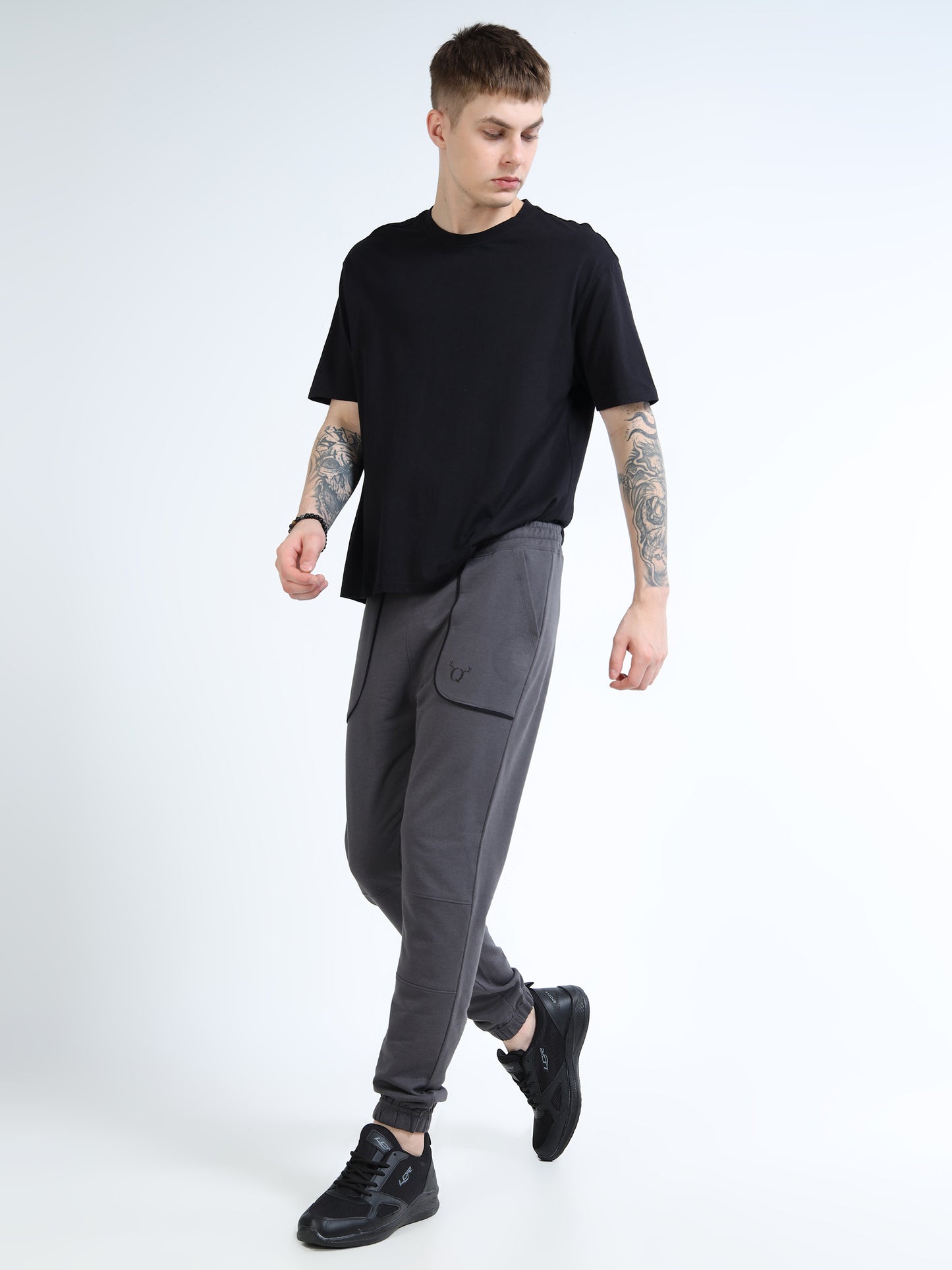Men’s Premium Cotton Blend Joggers – Grey Athletic Regular Fit Joggers with Pockets