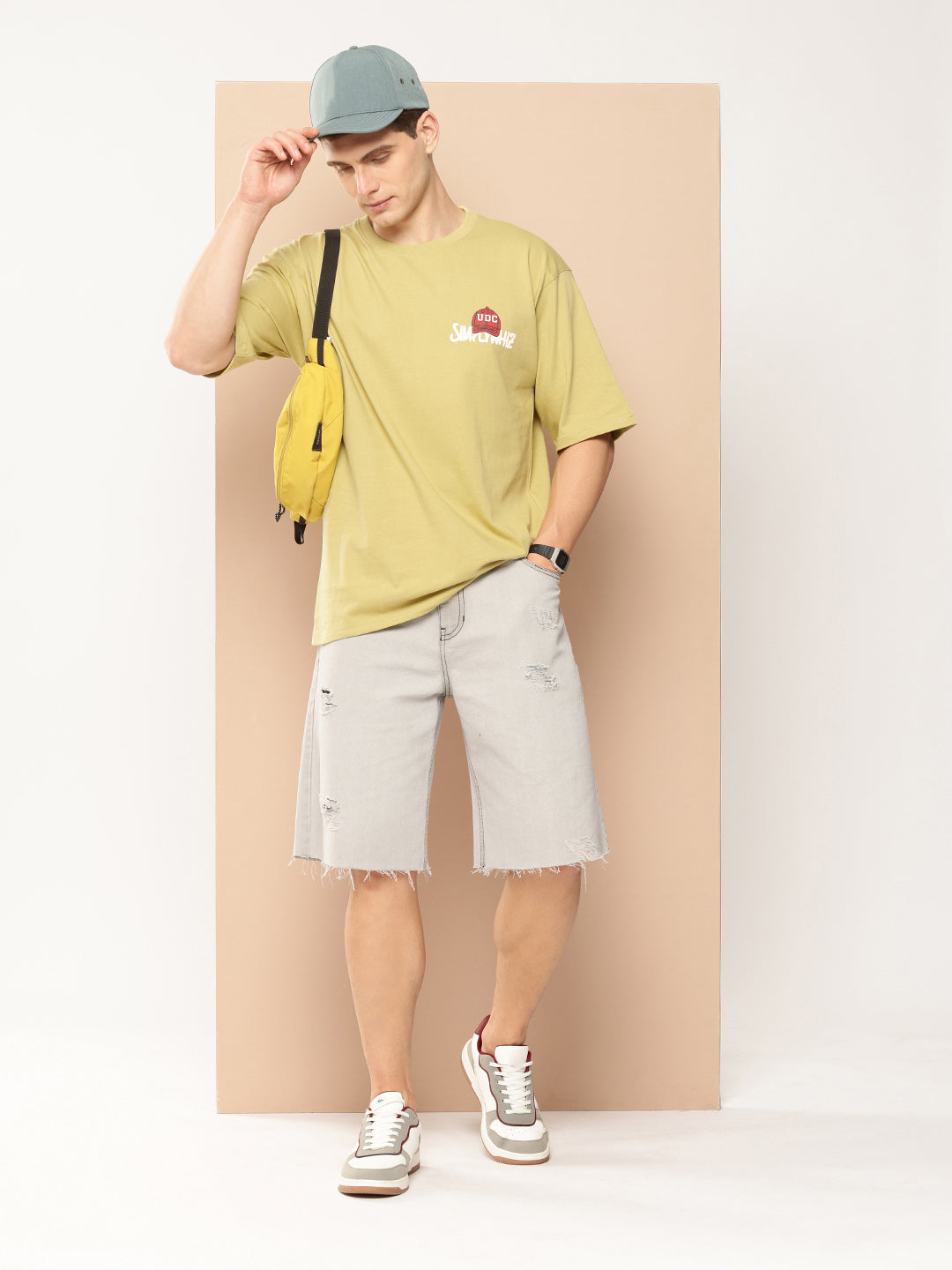 Men's Olive Green Graphic Print Oversized T-Shirt | Casual Streetwear