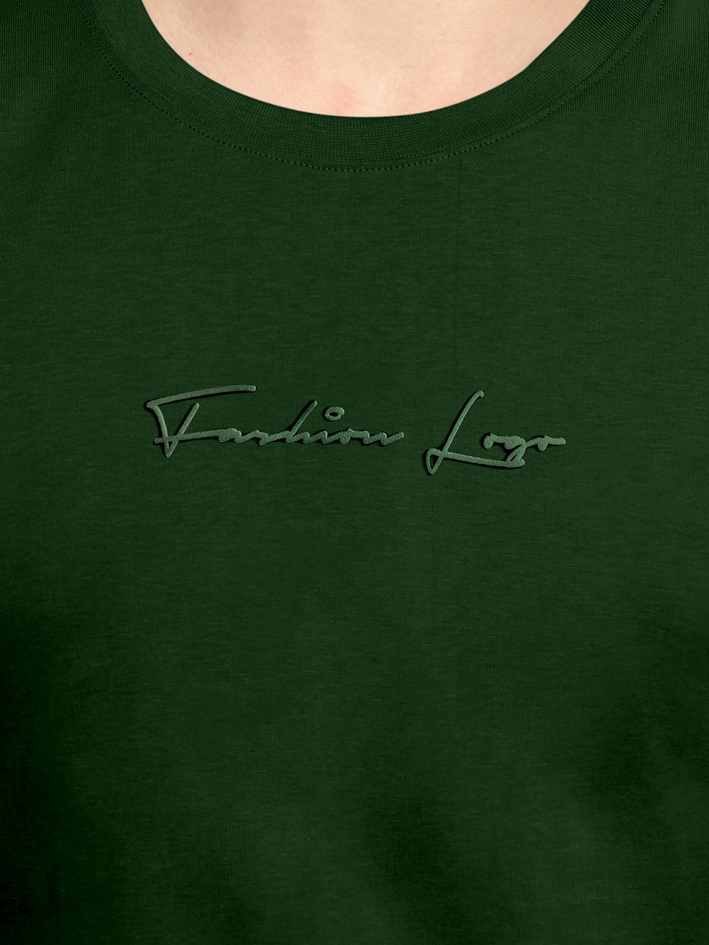 Men’s Dark Green Slim Fit Crew Neck T-Shirt with Minimal Logo
