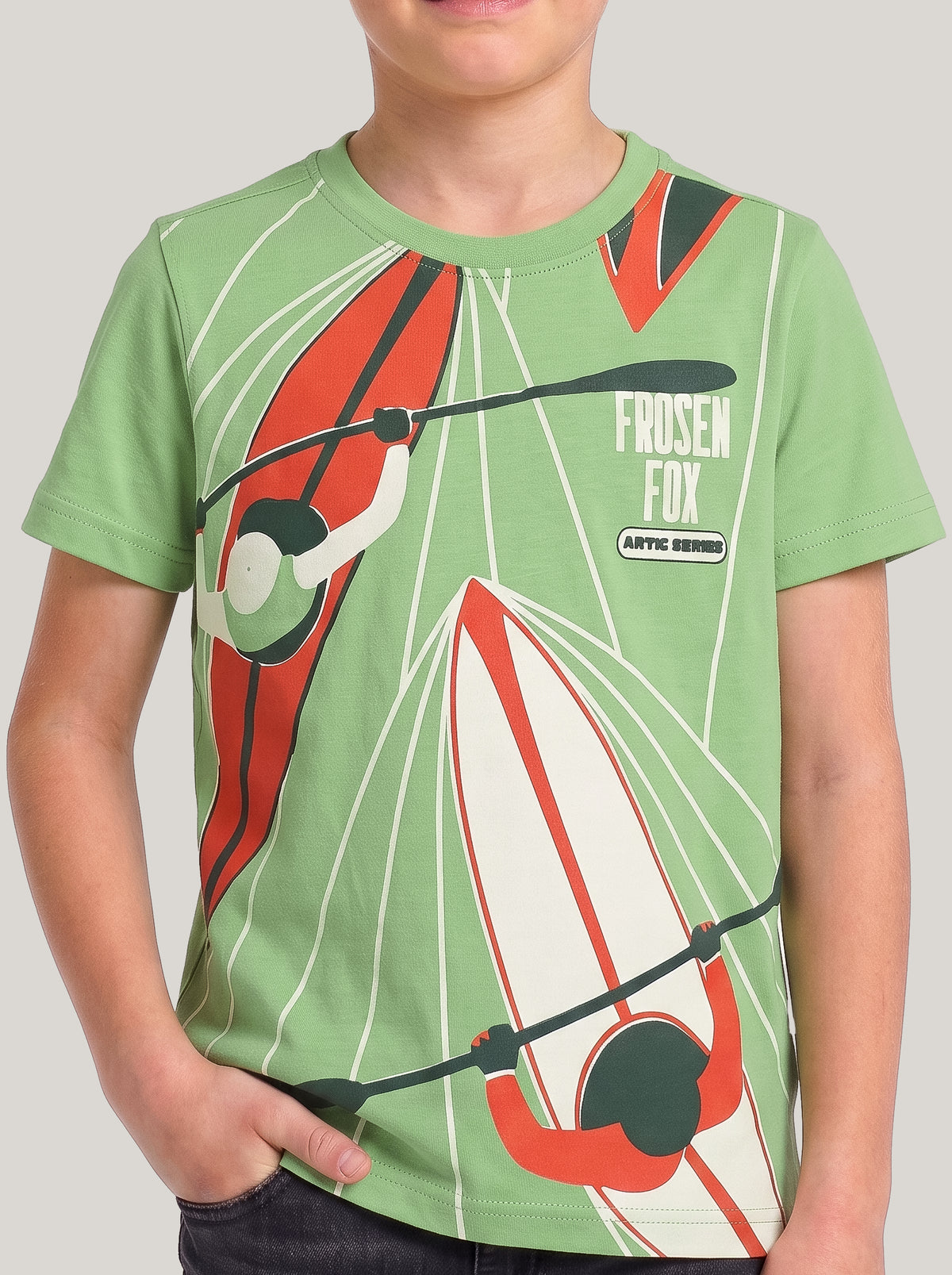 Kids' Green Graphic Printed T-Shirt | Sporty Casual Everyday Wear