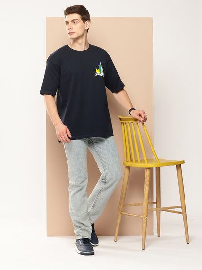 Men’s Drop-Shoulder Sleeve Oversized Graphic Back Printed T-Shirt