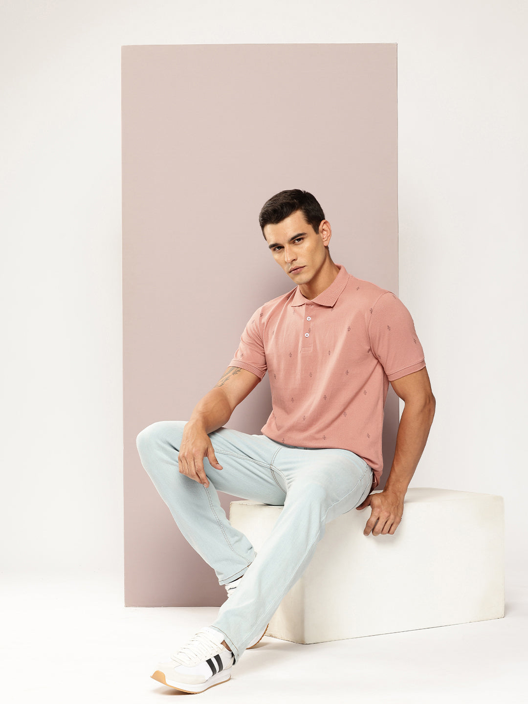 Men Printed Polo Collar T-shirt