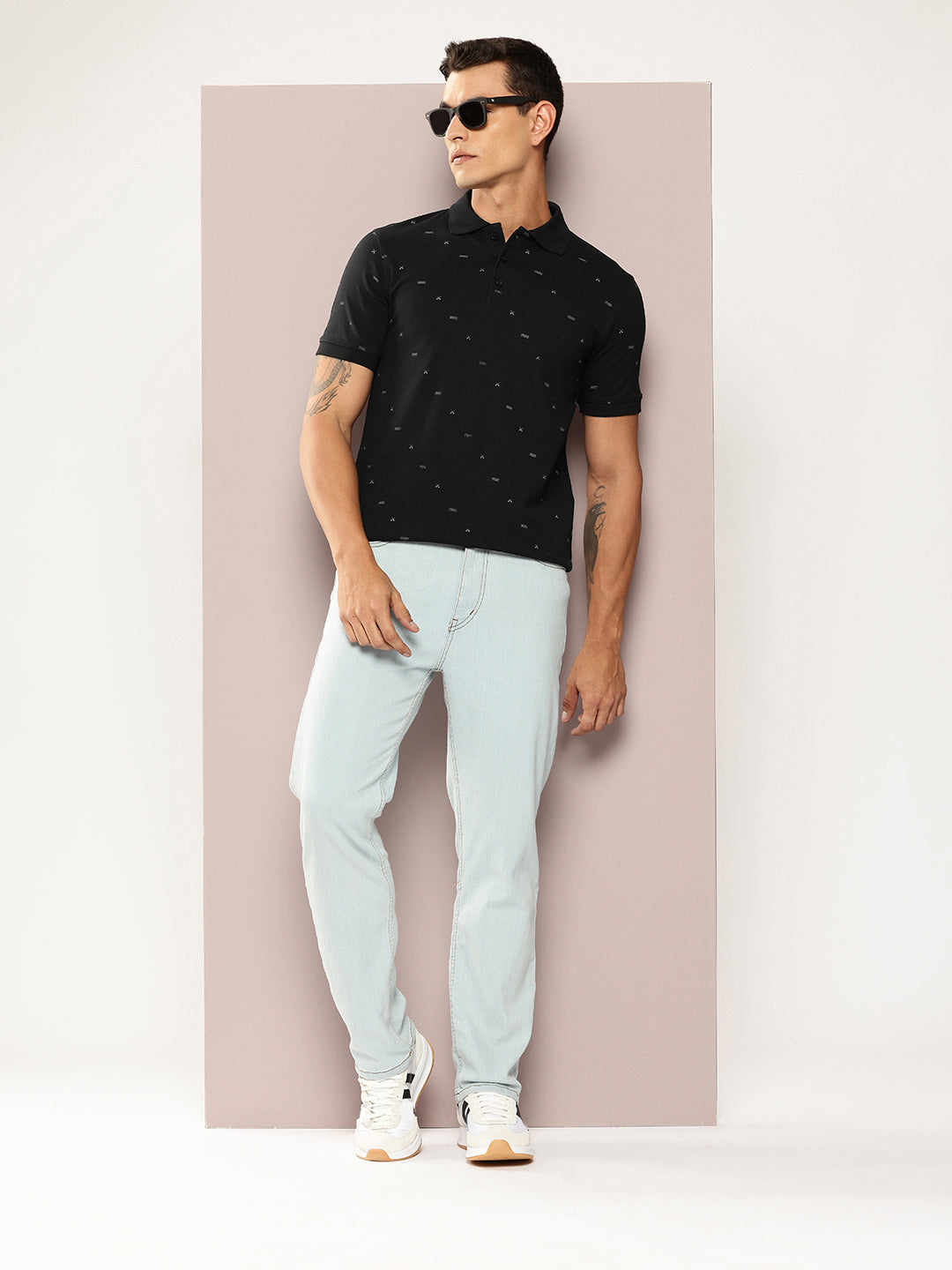 Men Printed Polo Collar T-shirt