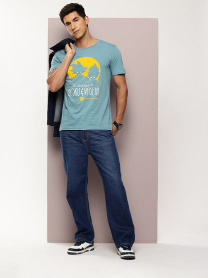 Men's Sky Blue Graphic Print T-Shirt | Casual Everyday Wear