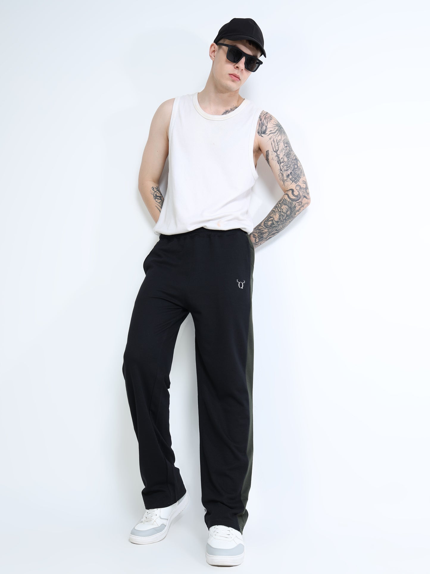 Men’s Black Solid Track Pants with Side Panel | Relaxed Fit Casual Joggers for Men