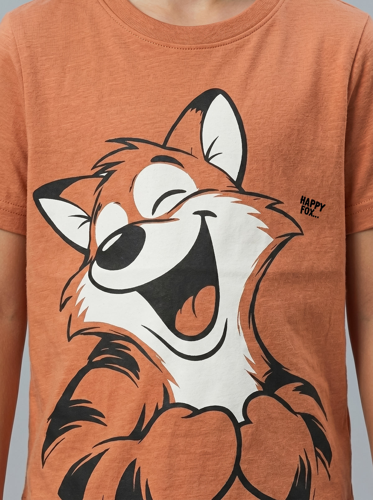 Kids' Brown Fox Graphic Printed T-Shirt | Fun Casual Everyday Wear