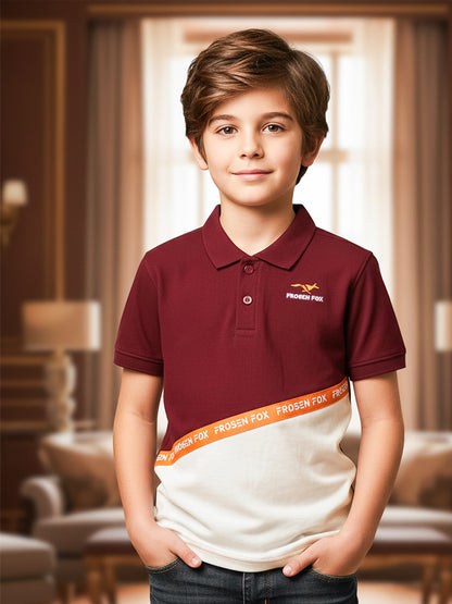 Self Design Pure Cotton Boys Polo Tee