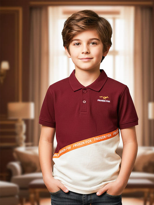 Self Design Pure Cotton Boys Polo Tee