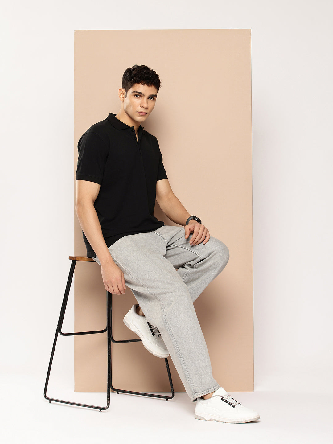 Men's Black Solid Polo T-Shirt | Classic Casual Wear