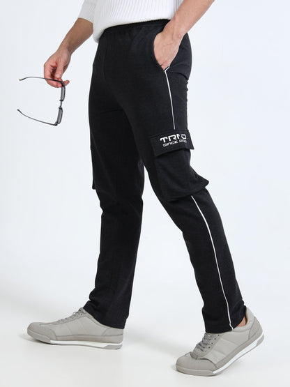 Men’s Charcoal Cargo Trackpant | 4-Pocket Design | Cotton Blend | Gym & Casual