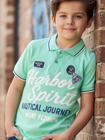 Self Design Pure Cotton Boys Polo Tee