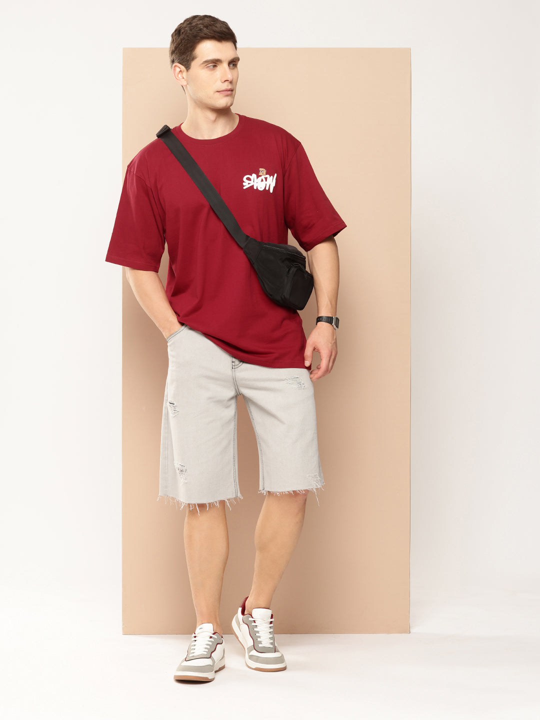 Men's Red Graphic Print Oversized T-Shirt | Casual Streetwear