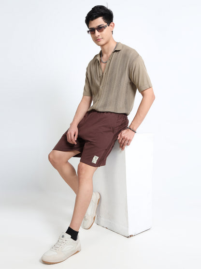 Men’s Brown Cargo Casual Shorts | Premium Cotton Blend Regular Fit Multi-Pocket Comfortable Summer Shorts
