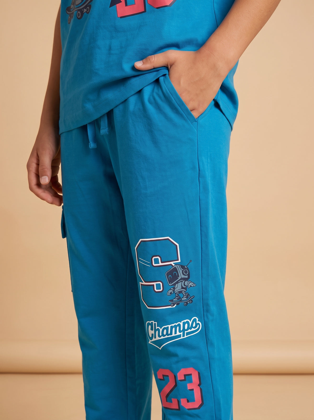 Kids' Light Blue "SAN DIEGO" Graphic Printed T-Shirt and Track Pants Set