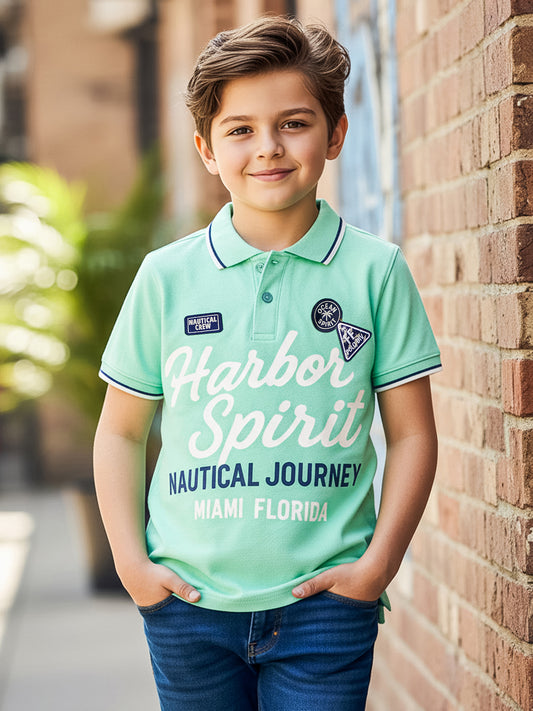 Self Design Pure Cotton Boys Polo Tee