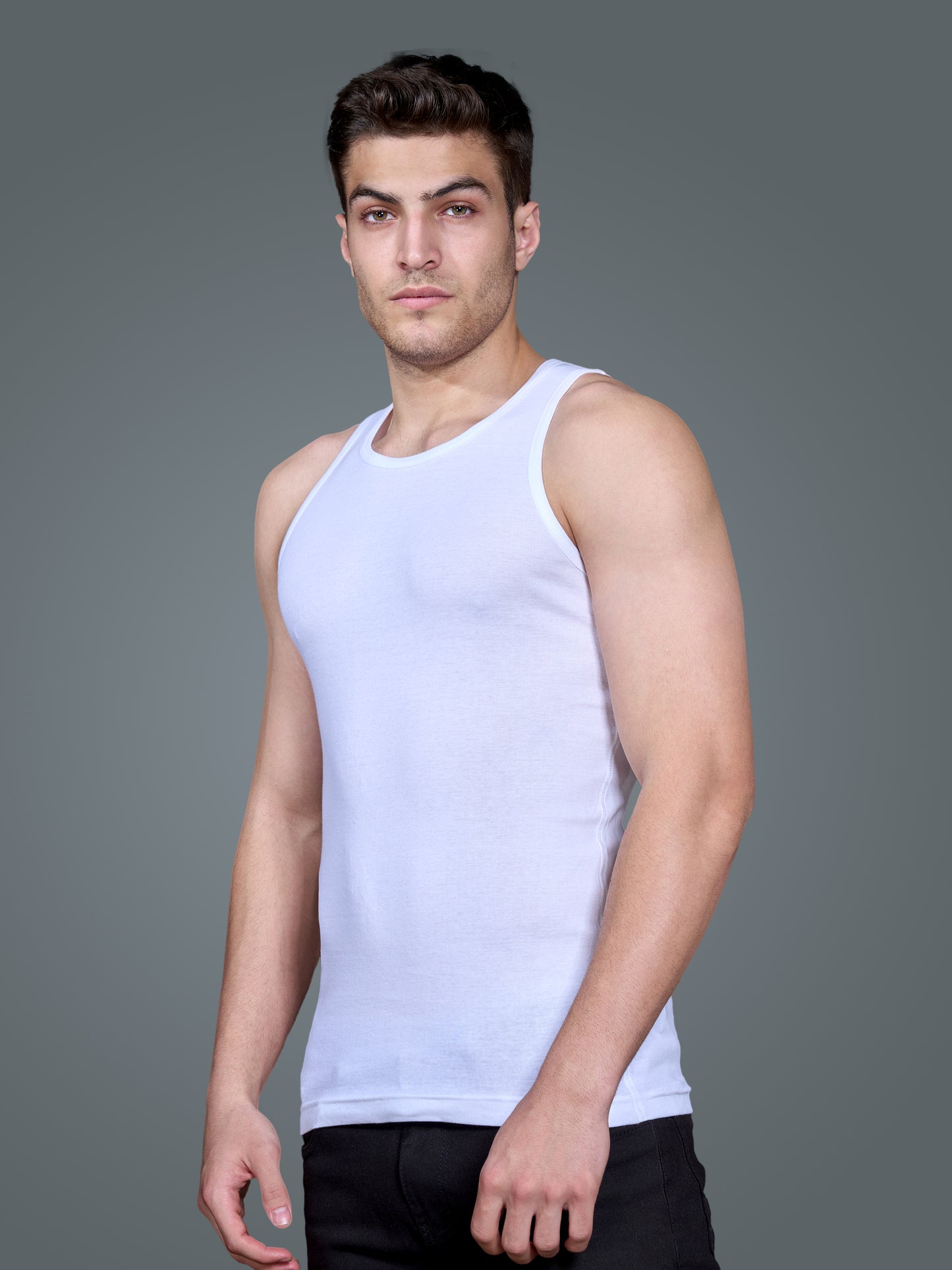 Men’s Cotton Vest  White –  Sleeveless Slim Fit Innerwear & Casual Vest