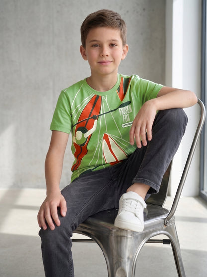 Kids' Green Graphic Printed T-Shirt | Sporty Casual Everyday Wear