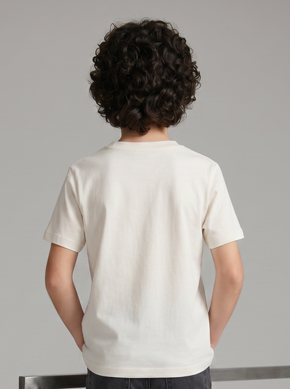 Kids' Cream Graphic Printed T-Shirt | Casual Everyday Wear