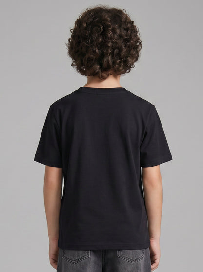 Boys' Black Graphic Printed T-Shirt | Creative Splash Design