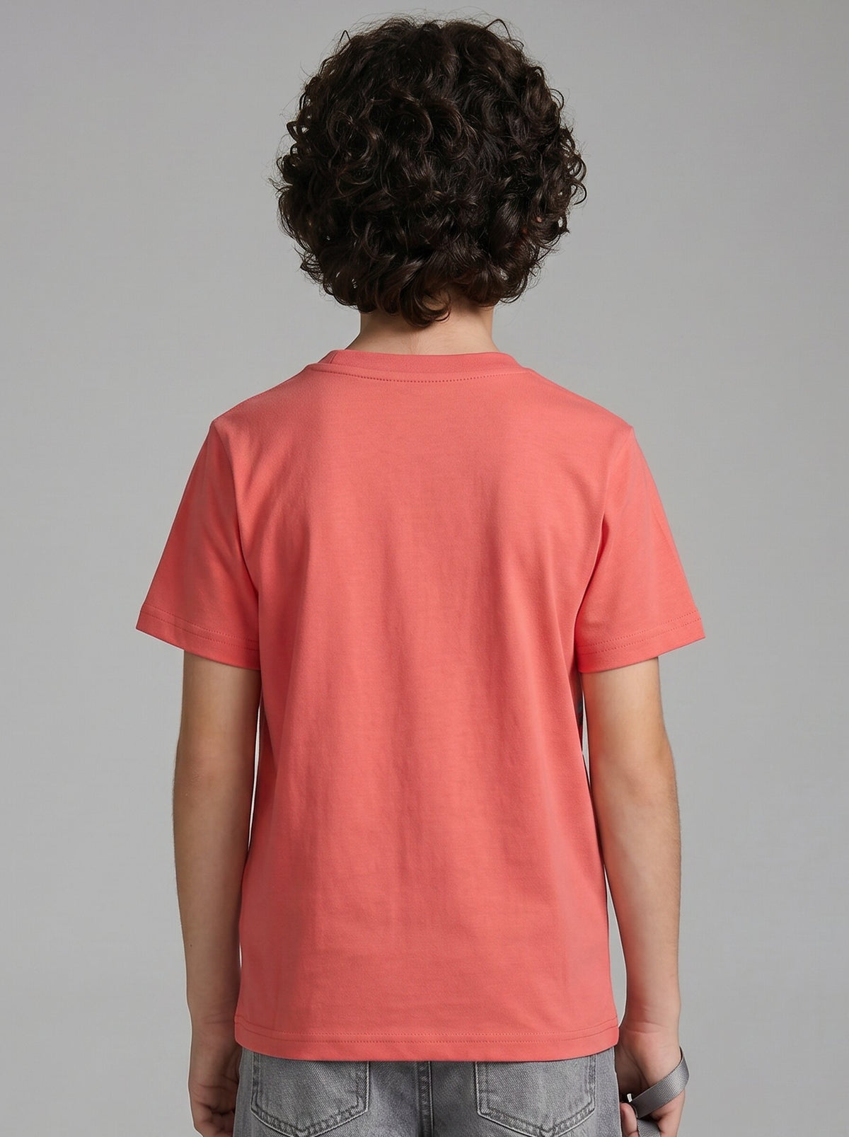 Boys' Coral Red Graphic Printed T-Shirt | Racing Car Design