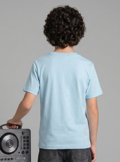 Kids' Light Blue Graphic Print T-Shirt | DJ Character Design