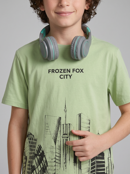 Kids' Light Green Graphic Printed T-Shirt | Casual Everyday Wear