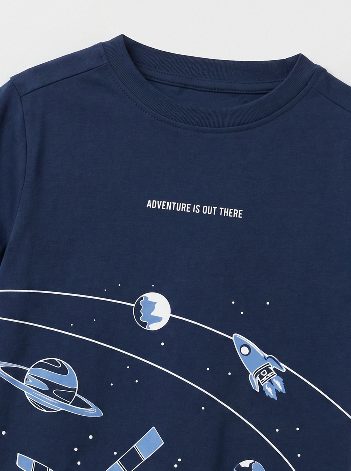 Kids' Navy Blue Space Graphic Printed T-Shirt | Casual Everyday Wear