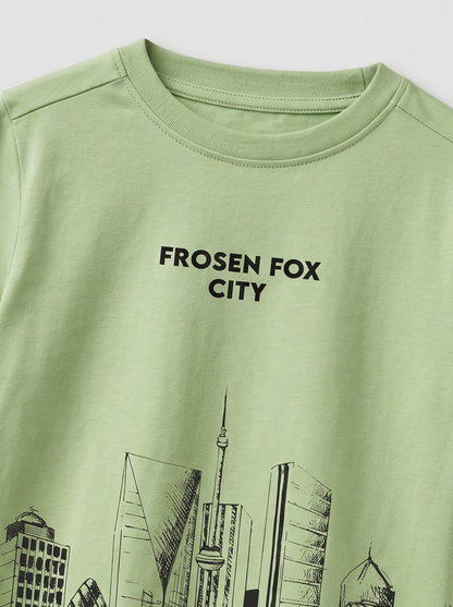 Kids' Light Green Graphic Printed T-Shirt | Casual Everyday Wear