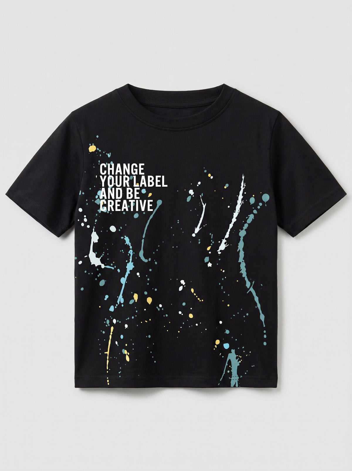Boys' Black Graphic Printed T-Shirt | Creative Splash Design